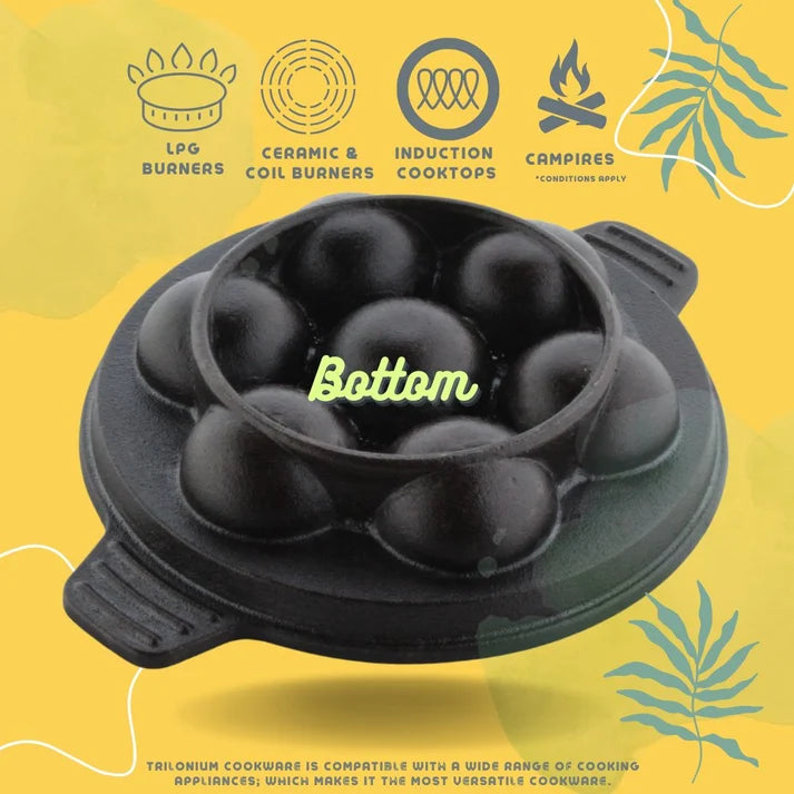 Trilonium Cast Iron Paniyaram Pan 7pits Round