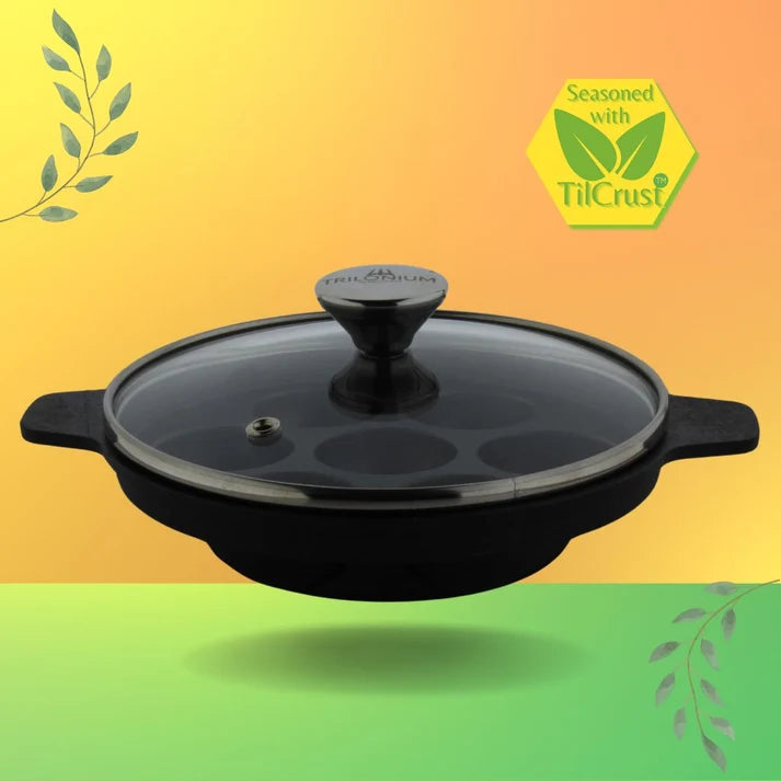 Trilonium Cast Iron Paniyaram Pan 7pits Round