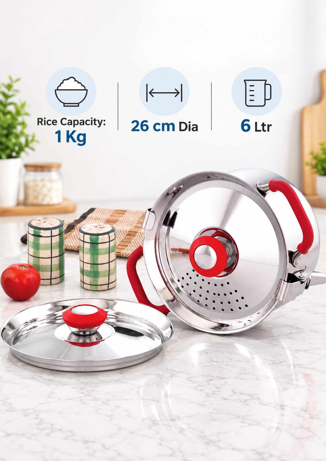 Rice Strainer + Dual lid  (Upgraded version)