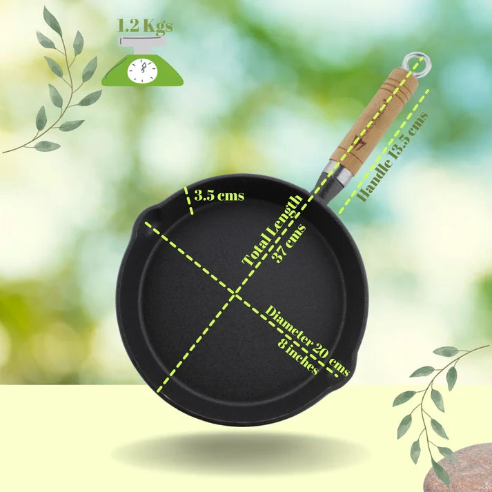 Trilonium Cast Iron Fry Pan Wooden handle