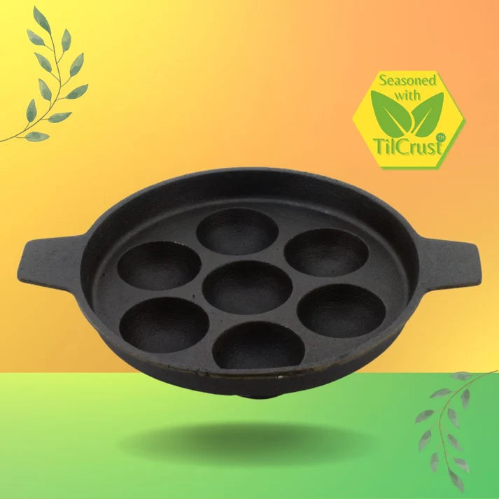Trilonium Cast Iron Paniyaram Pan 7pits Round
