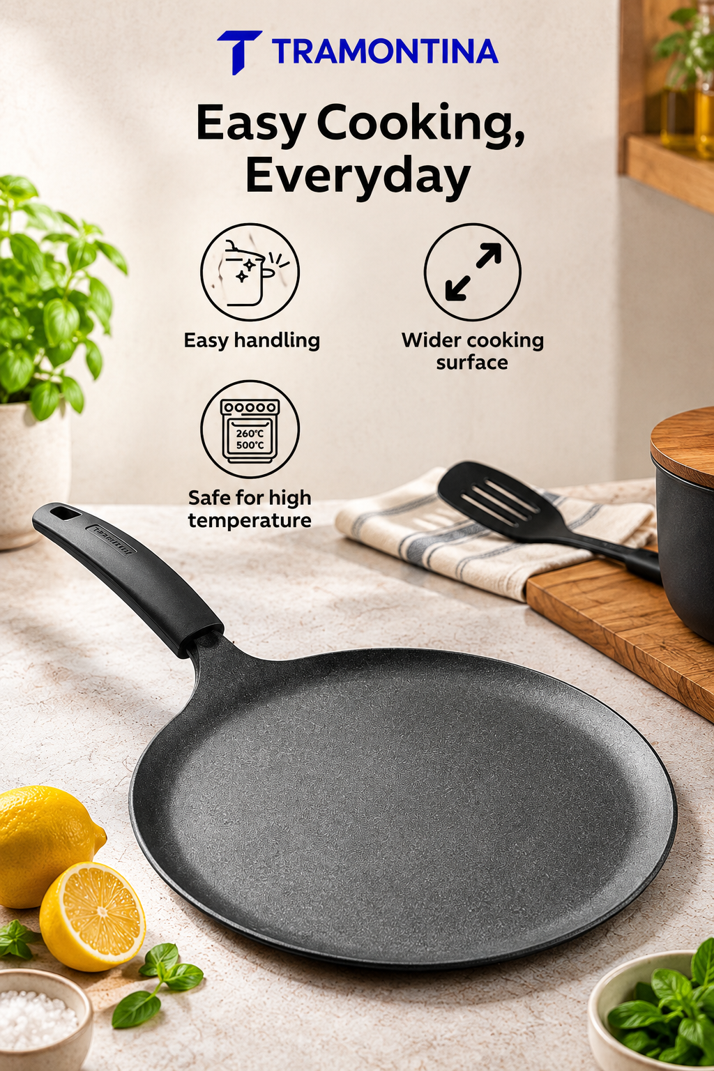 Tramontina Dosa Tawa Series (Pre-Seasoned Cast Iron) Flat Tawa