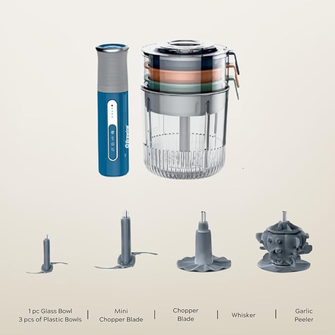 Brewine - Cordless Garlic Peeler & Vegetable Chopper