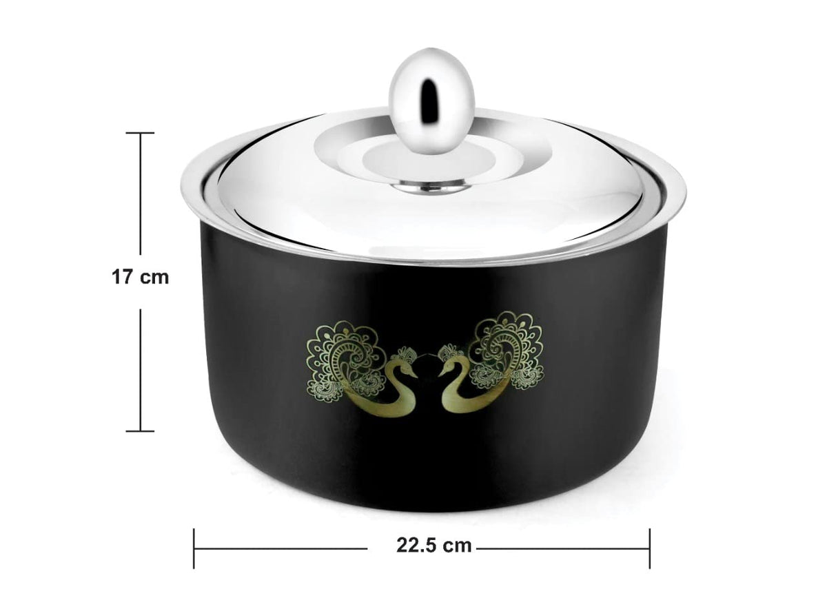 Elegant Designer Hot Box - (Jet Black Peacock Design)