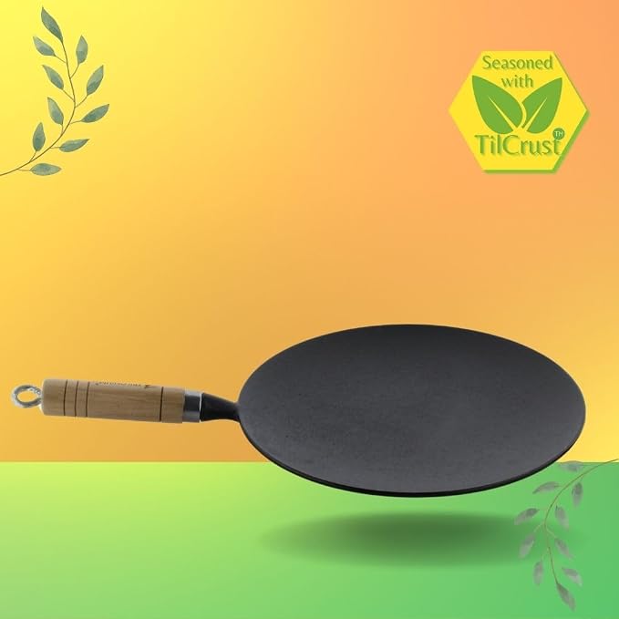 Trilonium Pre-Seasoned Cast Iron Concave Roti Tawa 10inch