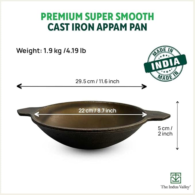 Pre - Seasoned Cast Iron Appam Pan ( With Lid & Without Lid )