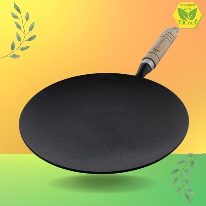Trilonium Pre-Seasoned Cast Iron Concave Roti Tawa 10inch