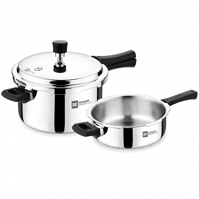 3L+5L Bergner Triply Pressure Pan Combo (1 common cooker lid)