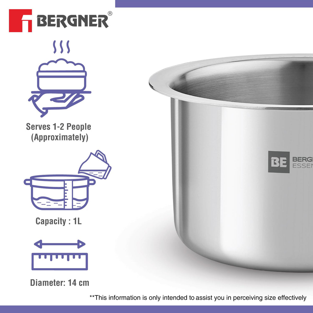 Bergner Essentials Tri-Ply Stainless Steel Tope