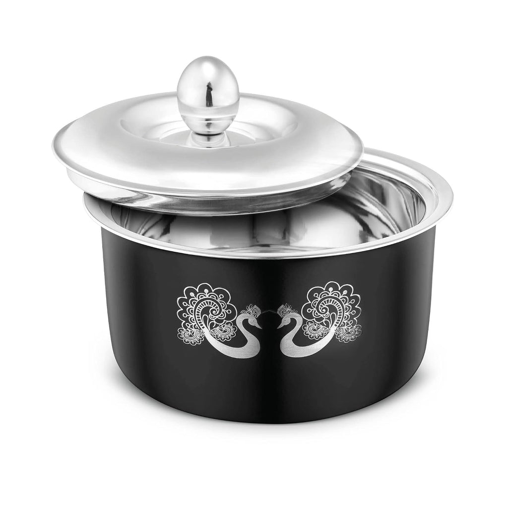 Elegant Designer Hot Box - (Jet Black Peacock Design)