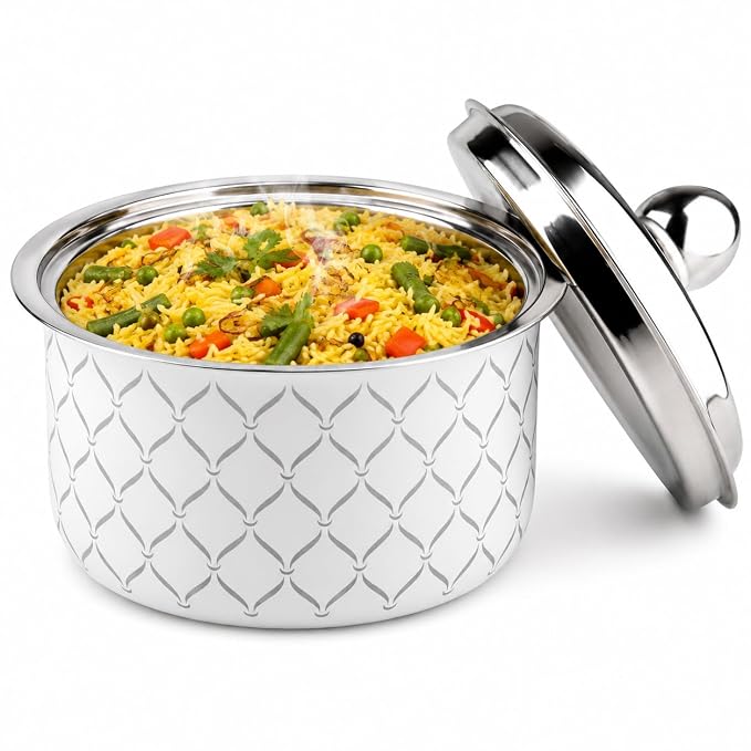 Elegant Designer Hot Box - (Pearl White Netted Design)