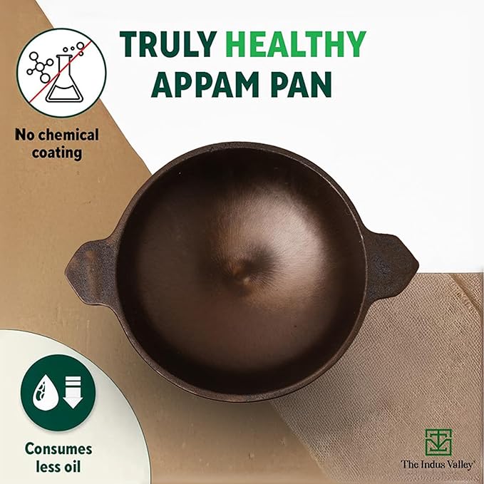 Pre - Seasoned Cast Iron Appam Pan ( With Lid & Without Lid )