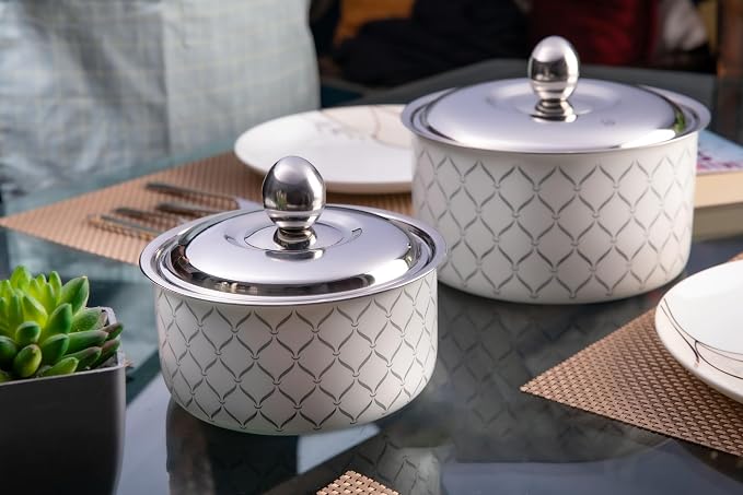 Elegant Designer Hot Box - (Pearl White Netted Design)