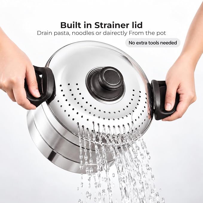 JVL Strainer Pot + Glass Lid + Stand + 3 Idli Plates + 3 Steamer/Dhokla Plates