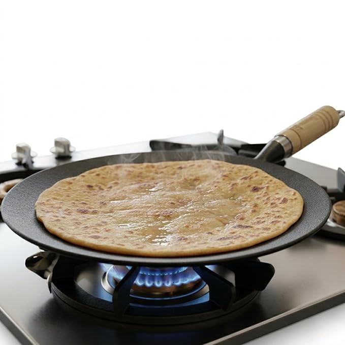 Trilonium Pre-Seasoned Cast Iron Concave Roti Tawa 10inch