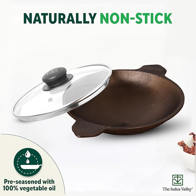 Pre - Seasoned Cast Iron Appam Pan ( With Lid & Without Lid )