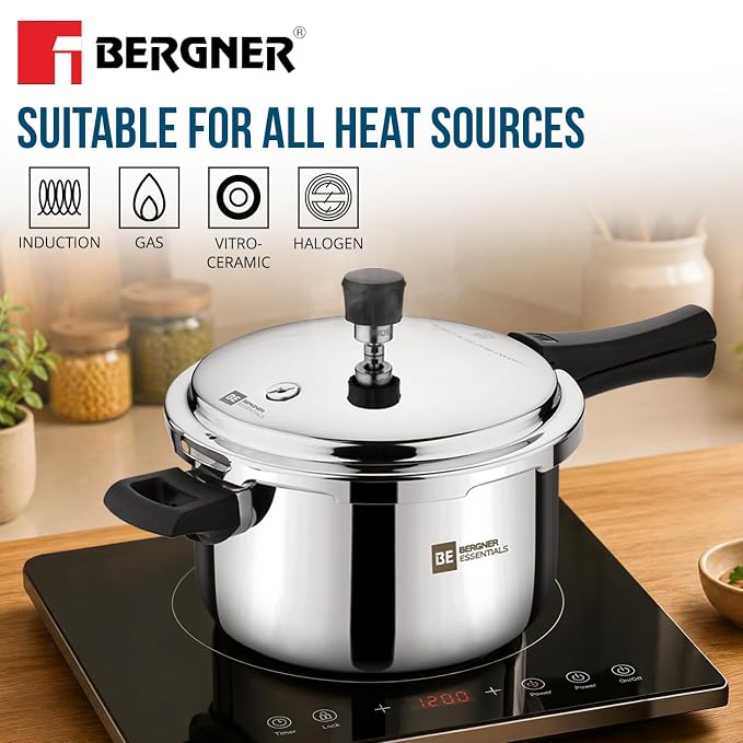 3L+5L Bergner Triply Pressure Pan Combo (1 common cooker lid)