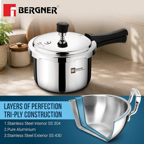2L+3L Bergner Triply Cooker Combo (1 common cooker lid)