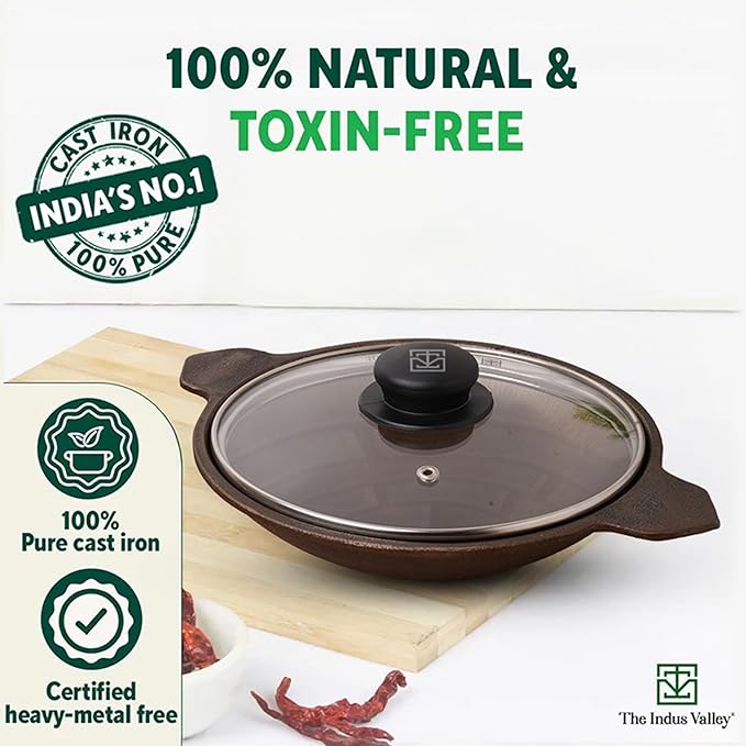 Pre - Seasoned Cast Iron Appam Pan ( With Lid & Without Lid )