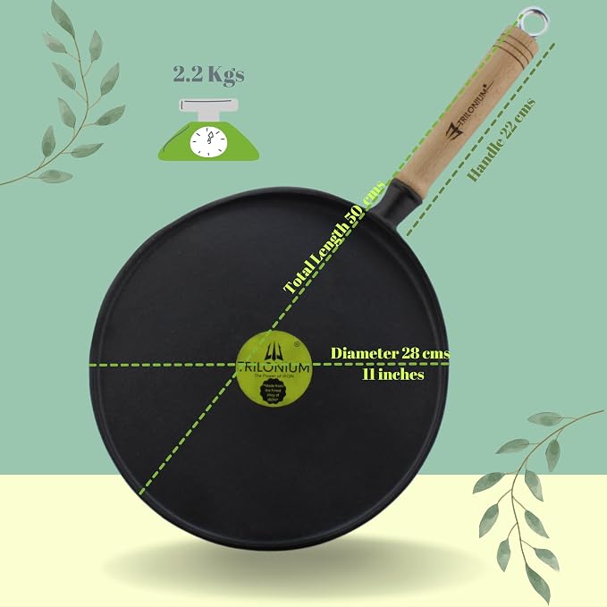 TRILONIUM Cast Iron Dosa Tawa (Triple Seasoned )