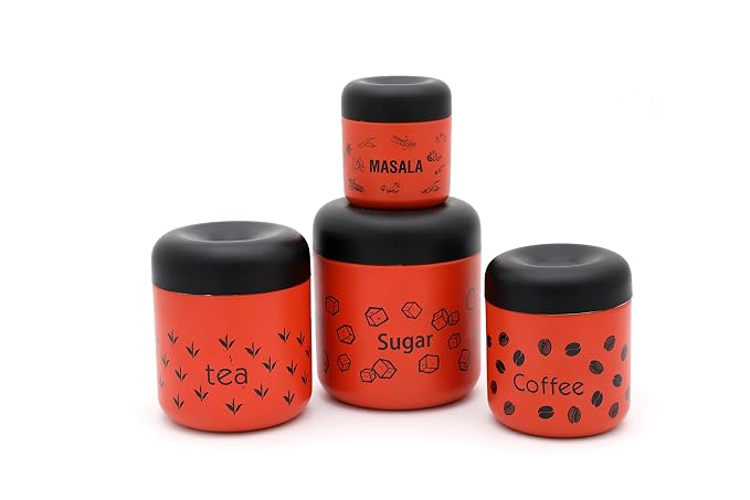 Stainless Steel Canister Set:  Tea/ Coffee/ Sugar/ Masala