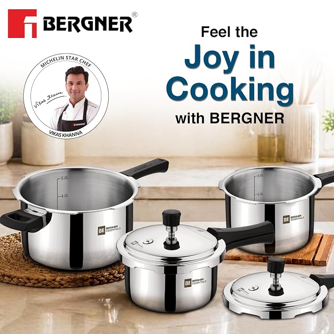2L+3L+5L Bergner Triply Cooker Combo (3 cooker lids)