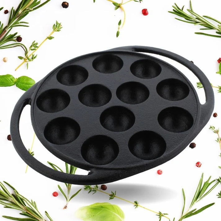 Trilonium  Cast Iron Infinity Paniyarakkal 12pits + Glass Lid