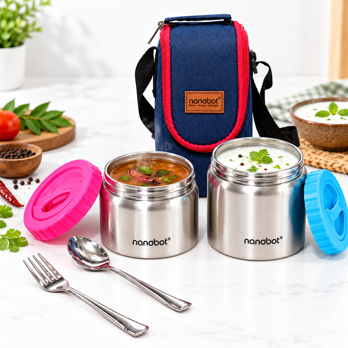 Vacuum Insulated Lunch ( Dual Container with Bag )
