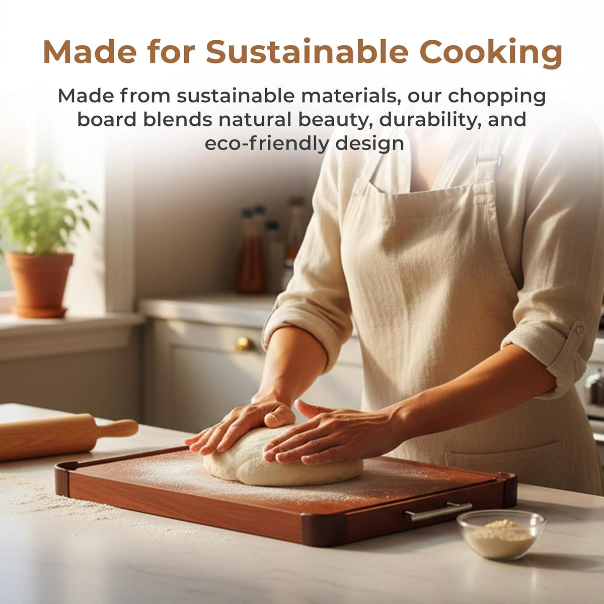 Dual Side Chopping Board - (Steel & Wood)