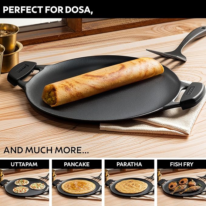Tramontina Dosa Tawa Series (Pre-Seasoned Cast Iron) Flat Tawa