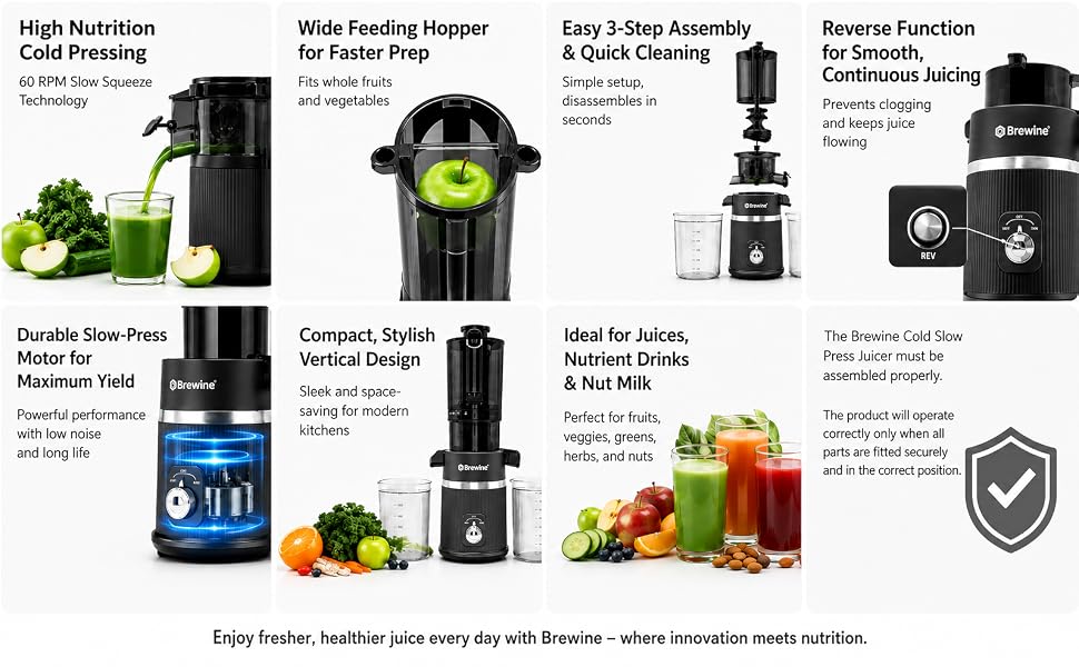 Brewine - Cold Press Slow Juicer