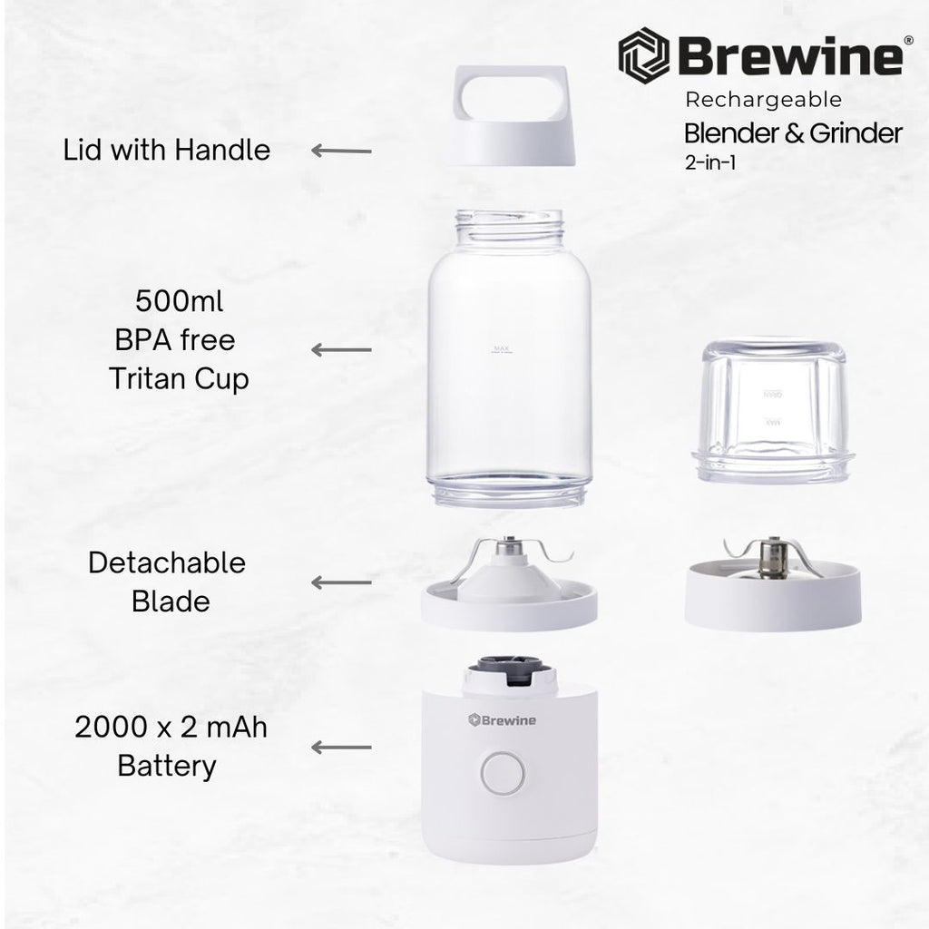 Brewine - 2 in 1 Portable Blender & Grinder