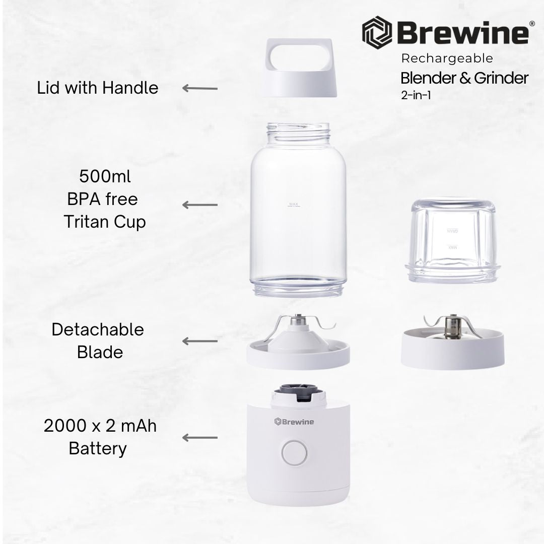 Brewine - 2 in 1 Portable Blender & Grinder