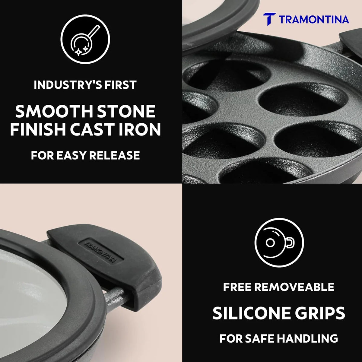 Tramontina Cast Iron Paniyarakkal + Glass Lid
