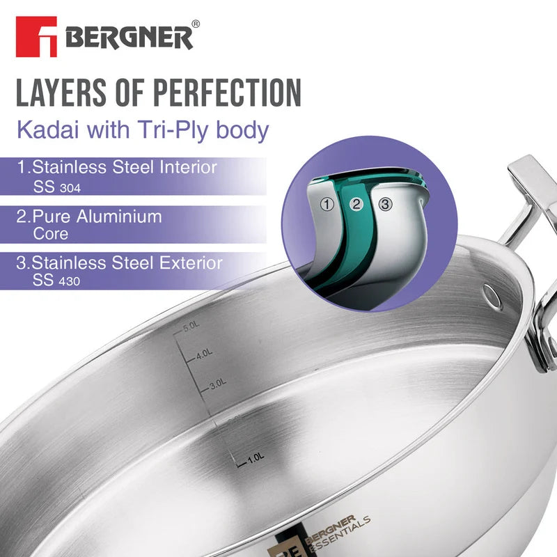 Bergner Essentials TriPly Multi-Kadai 27 cm