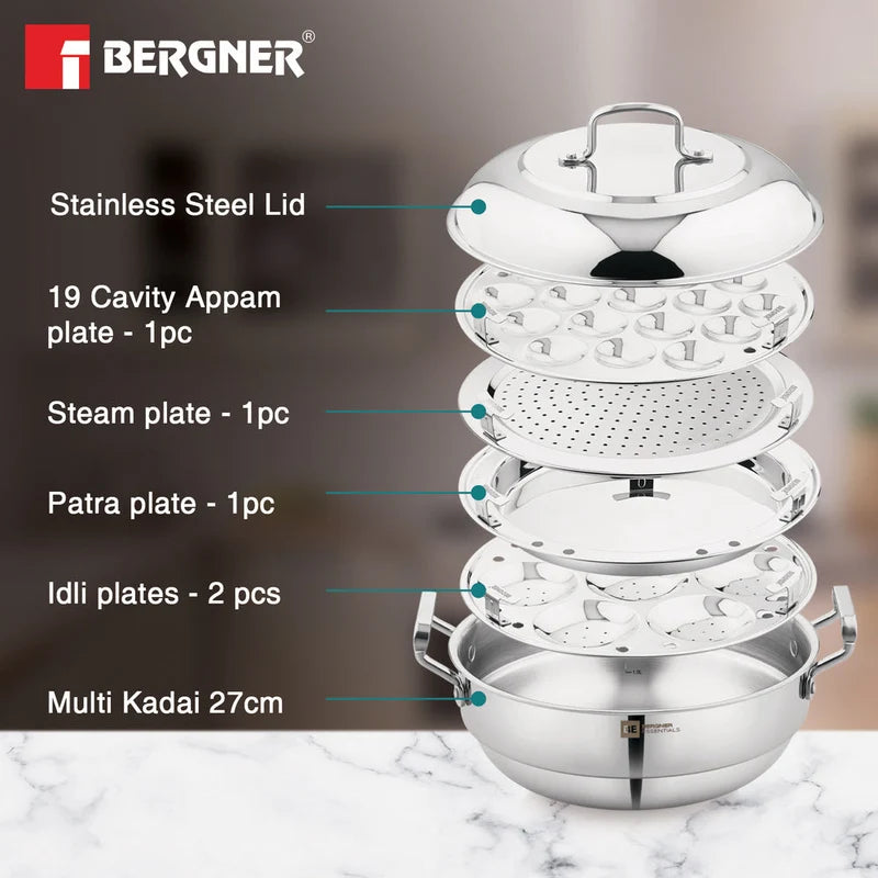 Bergner Essentials TriPly Multi-Kadai 27 cm
