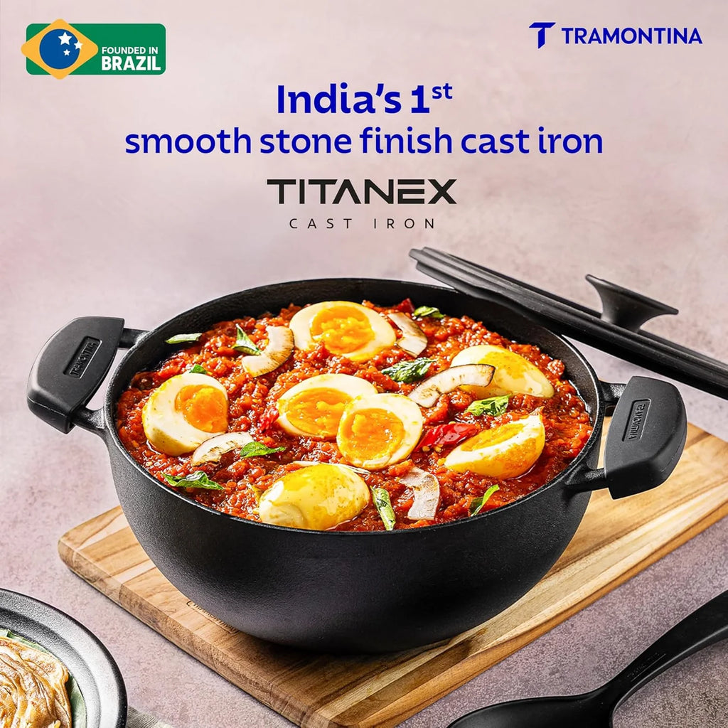 Cast Iron Deep Kadai + Glass lid