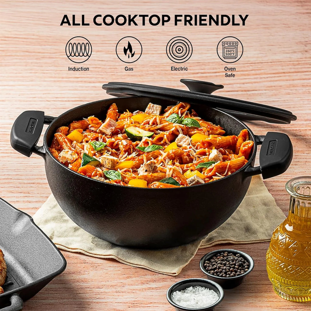 Cast Iron Deep Kadai + Glass lid