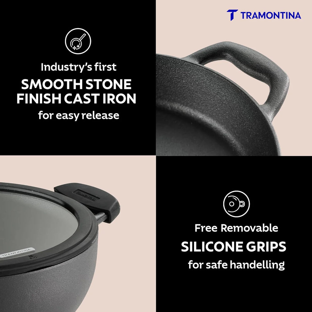 Cast Iron Deep Kadai + Glass lid