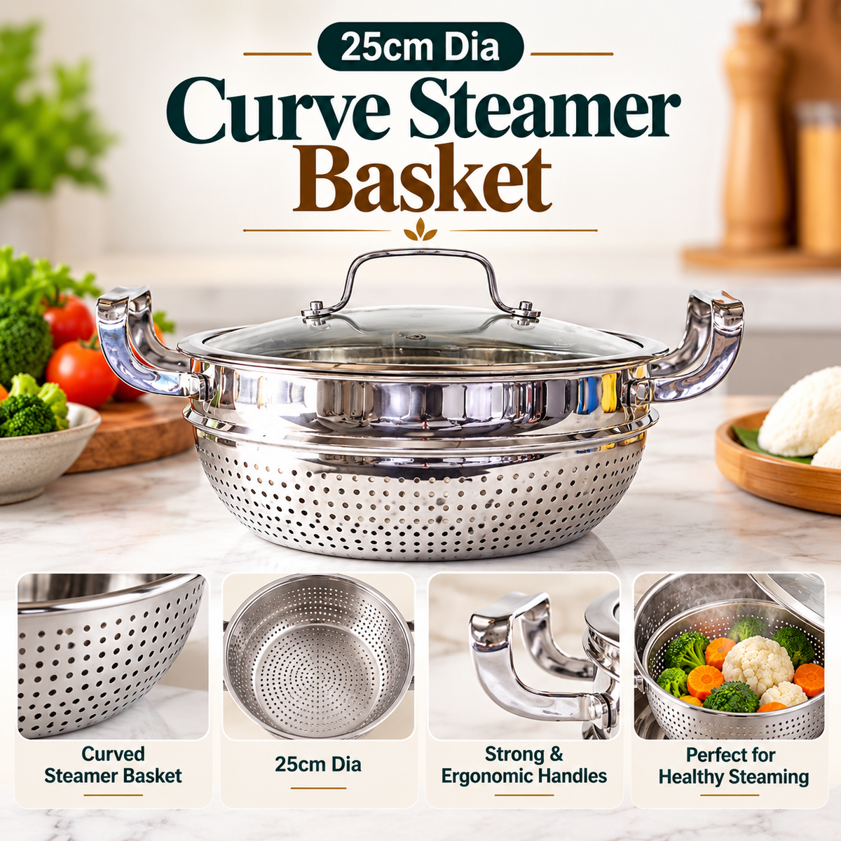 Triply Casserole with Steamer