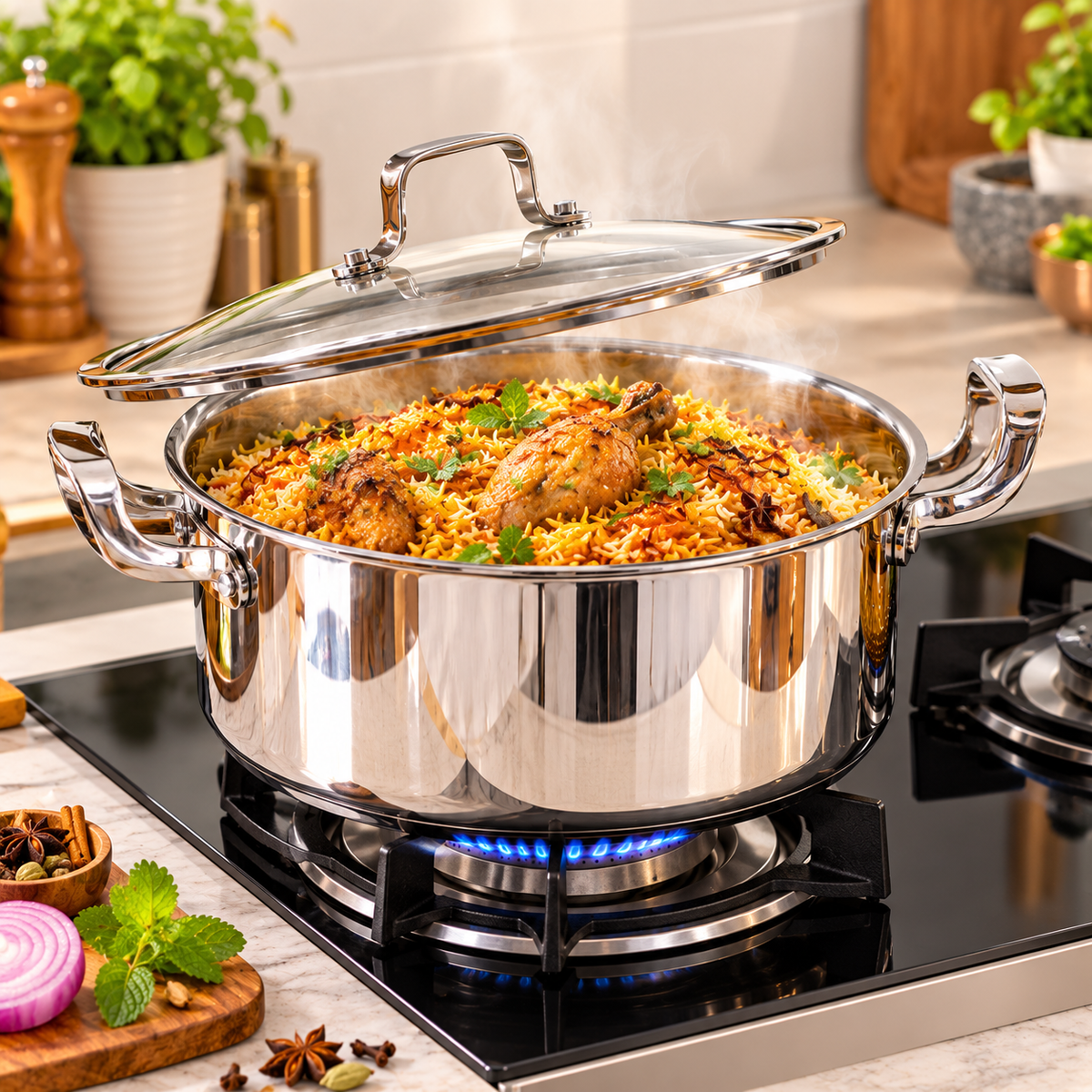 Triply Casserole with Steamer
