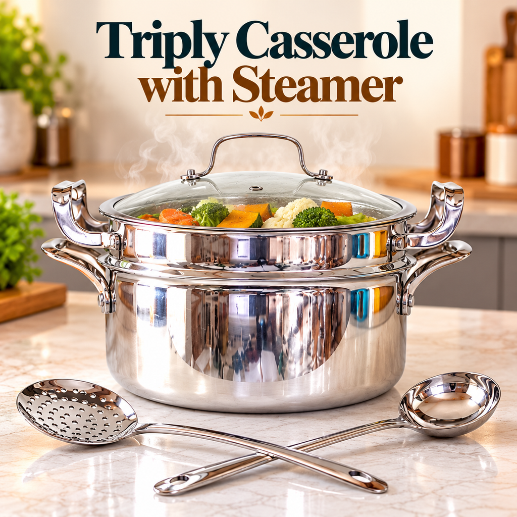 Triply Casserole with Steamer