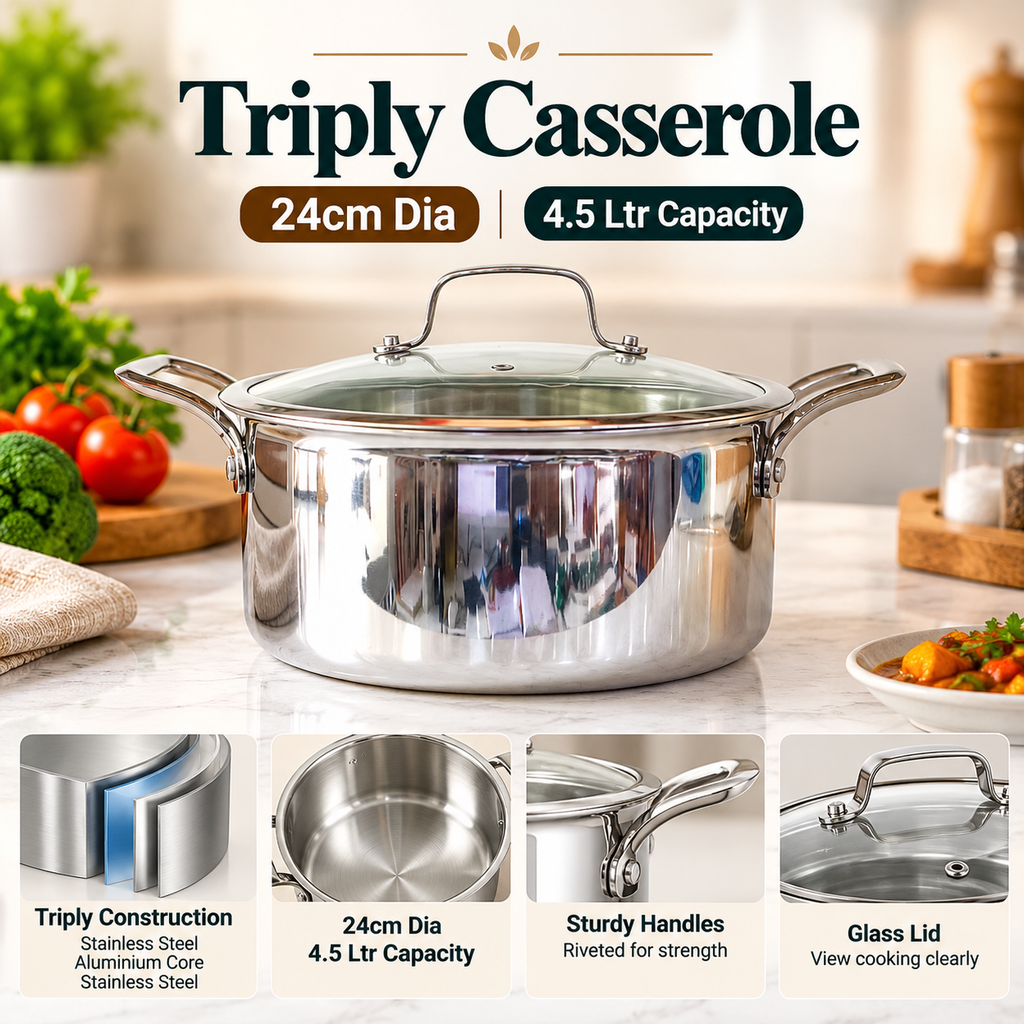 Triply Casserole with Steamer
