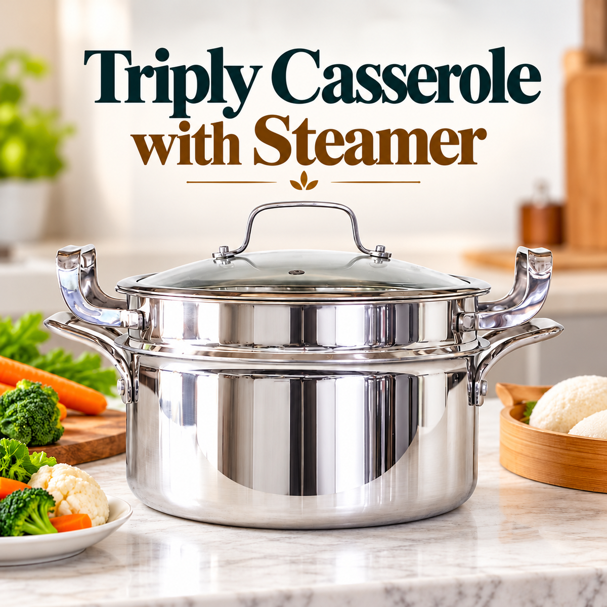 Triply Casserole with Steamer