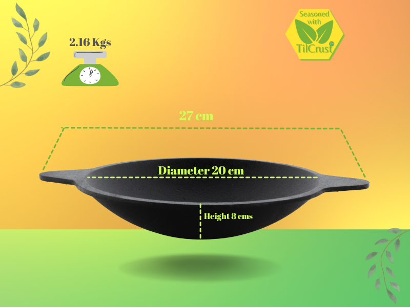 Pre - Seasoned Cast Iron Appam Pan ( With Lid & Without Lid )