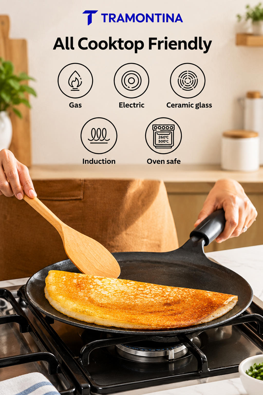 Tramontina Dosa Tawa Series (Pre-Seasoned Cast Iron) Flat Tawa