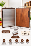 Dual Side Chopping Board - (Steel & Wood)
