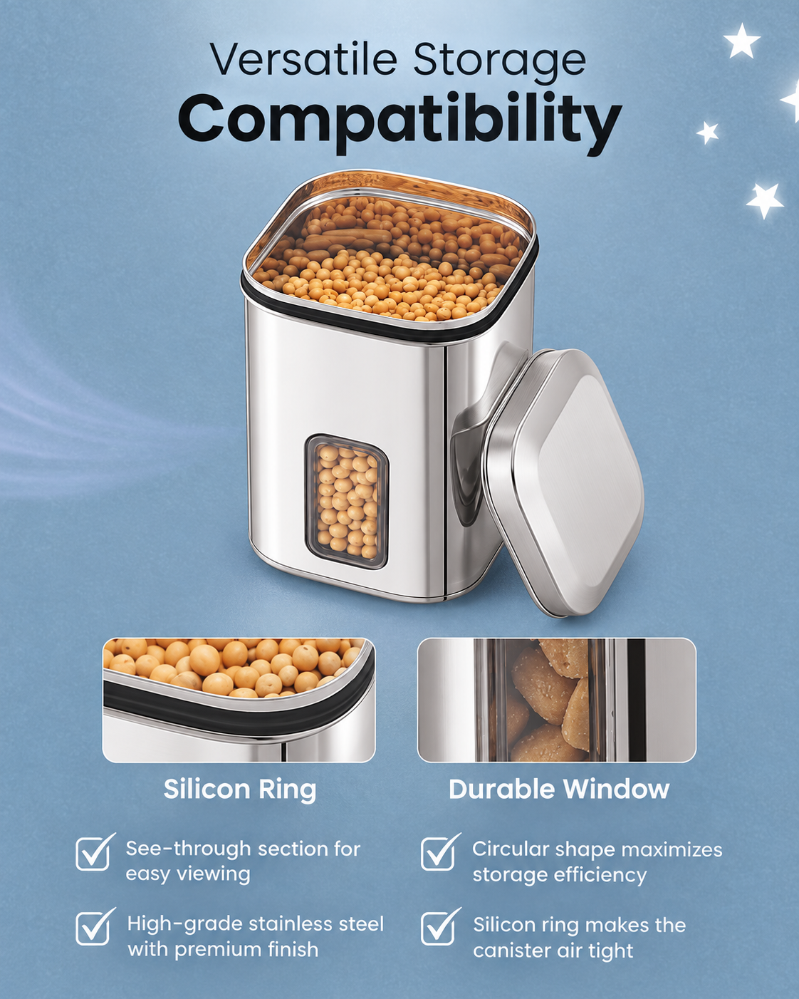 JVL - Front See-through Canisters (Square)